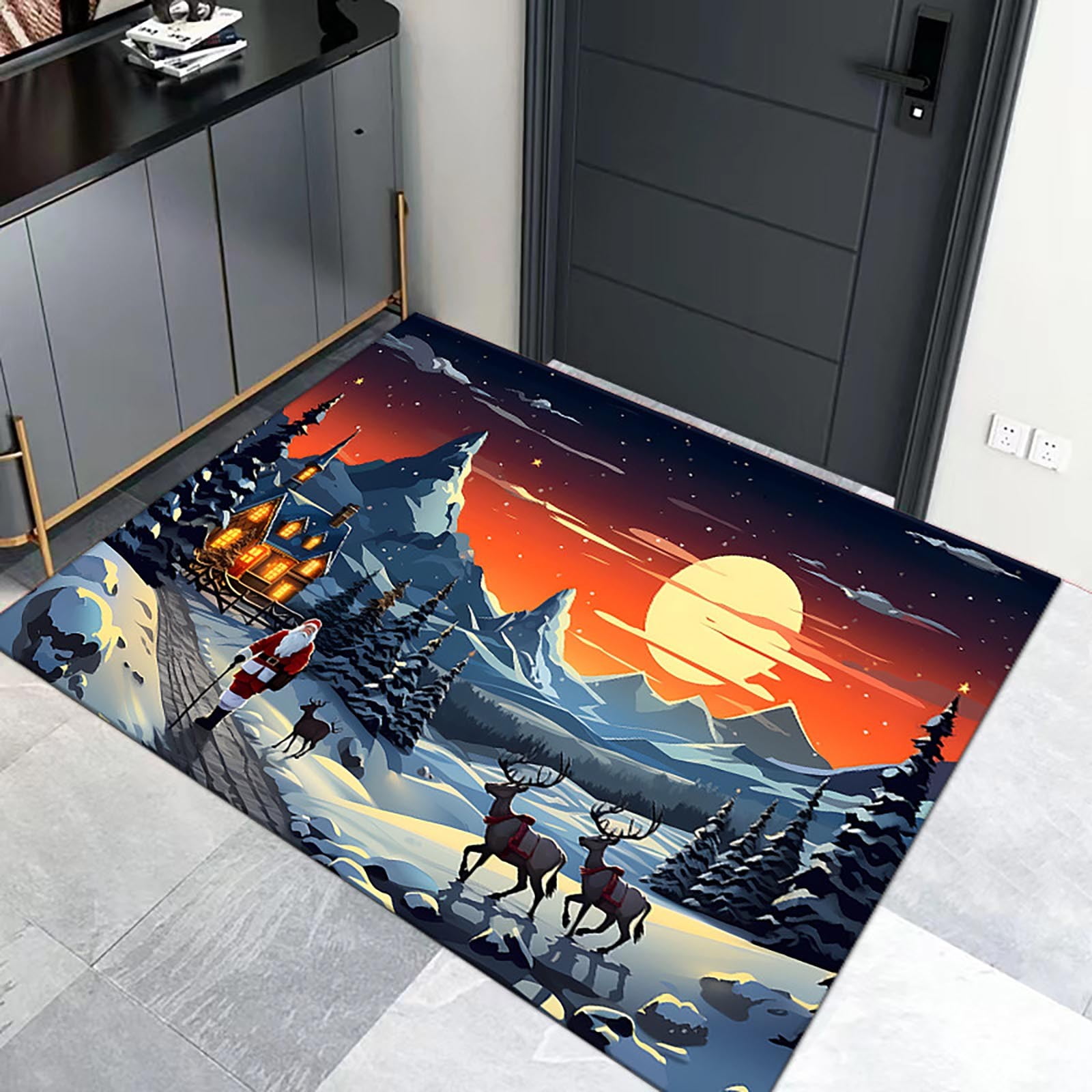 2 Pack by Malibure Carpet,Cartoon Christmas Floor Mat New Christmas
