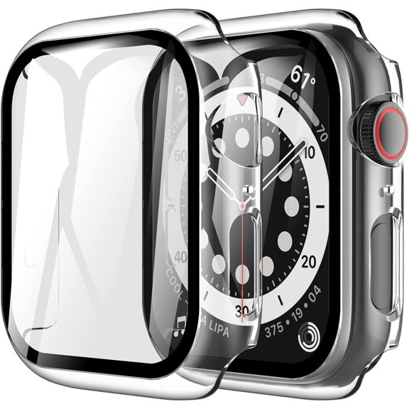 [2 Pack] ePacks for Apple Watch Screen Protector Case Series 7 41mm, iWatch Protective Face Cover, Tempered Glass Film Hard PC Bumper Case for Women Men, Ultra-Thin Shield 41 mm HD Clear