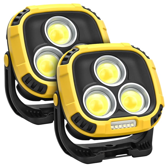 2 Pack echargeable Magnetic LED Work Light, 6000mAh 4000LM with Hook, IP65 Waterproof, 30H Runtime, Portable for Car Repair, Job Site, Emergency