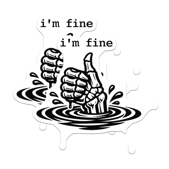 (2 Pack) I'm fine Magnets - Sarcastic Skeleton Thumbs Up - Dark Humor Refrigerator Locker Magnets - Witty Fridge Accessories - 5 Inches On Longest Side - Thick Durable Magnet - Made in USA - MAG22095