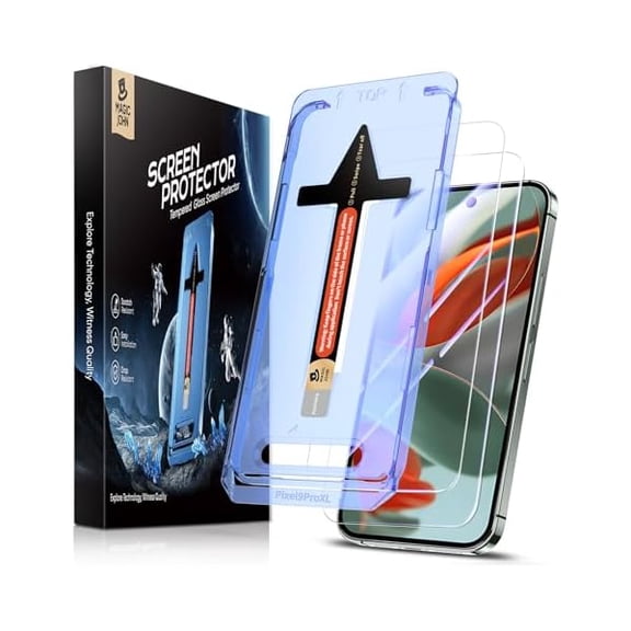 2 Pack for Google Pixel 9 Pro XL Tempered Glass Screen Protector, Auto Dust-Elimination, Bubble Free, HD Clear, Easy Installation