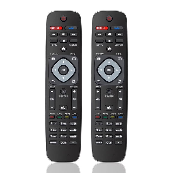 (2 Pack) Compatible with Philips TV Remote Replacement NH500UP, Compatible with All Philips LED/LCD/HDTV/UHD Smart TVs