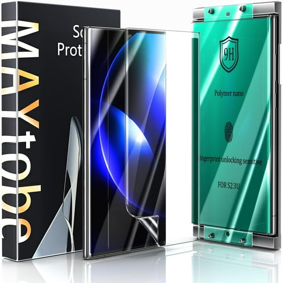 [2-Pack for Samsung Galaxy S23 Ultra Screen Protector Ceramic film with Installation Tray, Easy Installation, 3D Curved, Anti-Scratch, Bubble Free