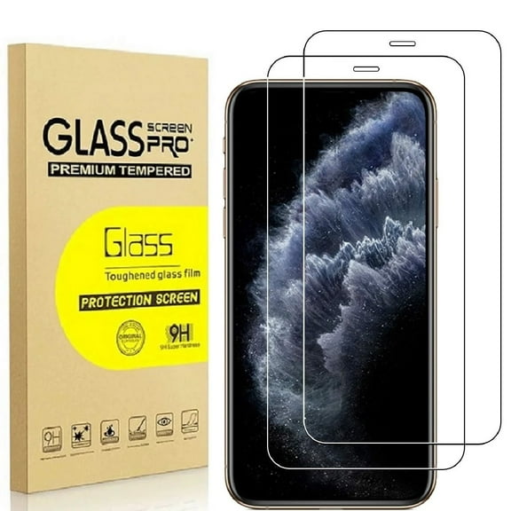 2 Pack for iPhone 11 Pro Screen Protector, 9H Clear Tempered Glass Screen Protector for iPhone 11 Pro, Easy Installation, Bubble Free