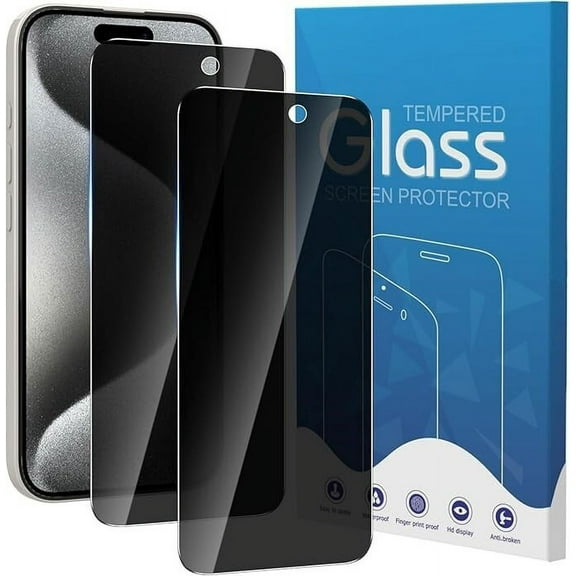 2 Pack for iPhone 16 Pro Privacy Screen Protector, 9H Hardness Dark Tempered Glass Screen Film Guard for iPhone 16 Pro, Case Friendly, Bubble-Free