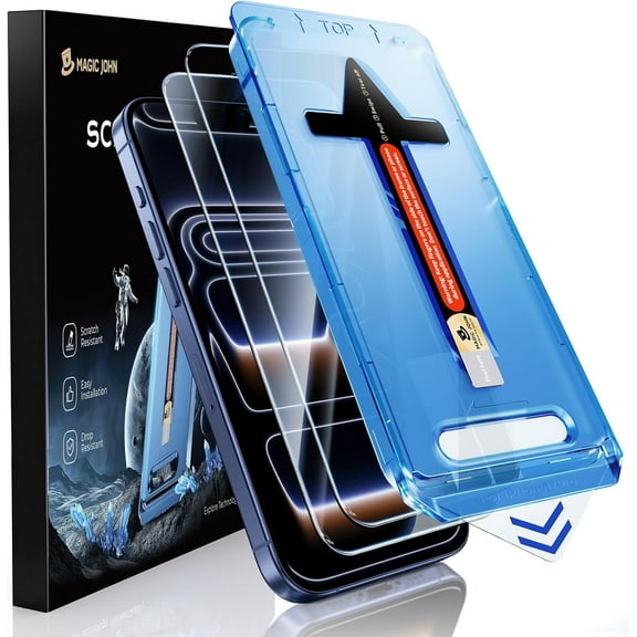 2 Pack for iPhone 17 Pro 6.3 inch Tempered Glass Screen Protector, Auto Dust-Elimination, Bubble Free, HD Clear, Easy Installation, 17Pro 6.3''