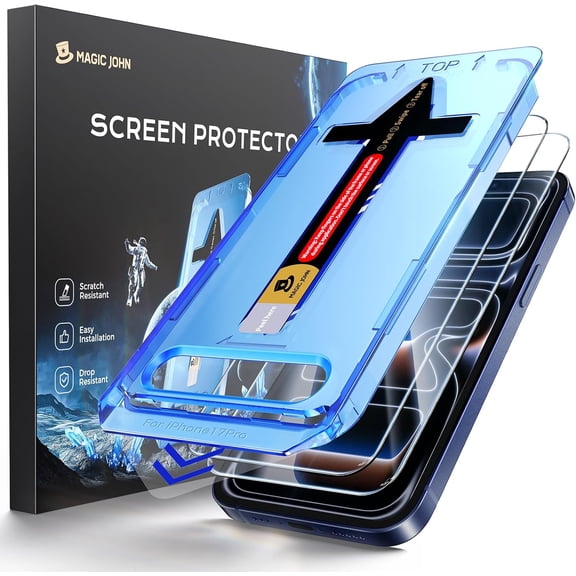 2 Pack for iPhone 17 Pro 6.3 inch Tempered Glass Screen Protector, Auto Dust-Elimination, Bubble Free, HD Clear, Easy Installation, 17Pro 6.3''
