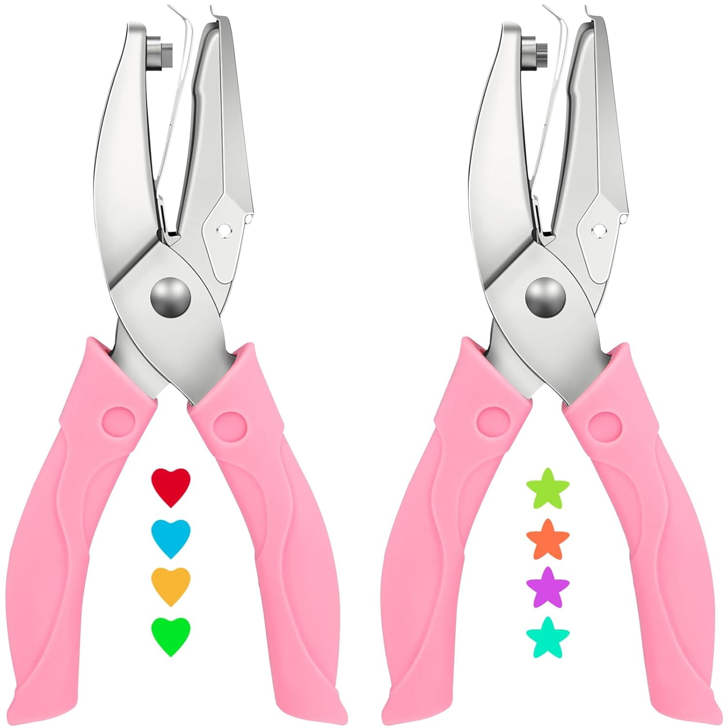 2 Pack held Hole Paper Punch Kit,Single Punch, Heart and Star