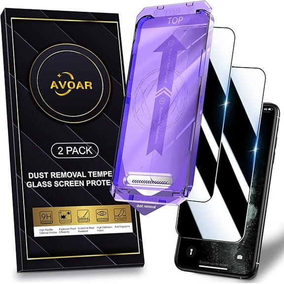 2 Pack for iPhone 11/XR Privacy Screen Protector, [Automatic Dust Removal] [Drop Protection] 9H Full Screen Tempered Glass for iPhone 11/XR 6.1" Bubble Free, Anti-Spy, Case Friendly