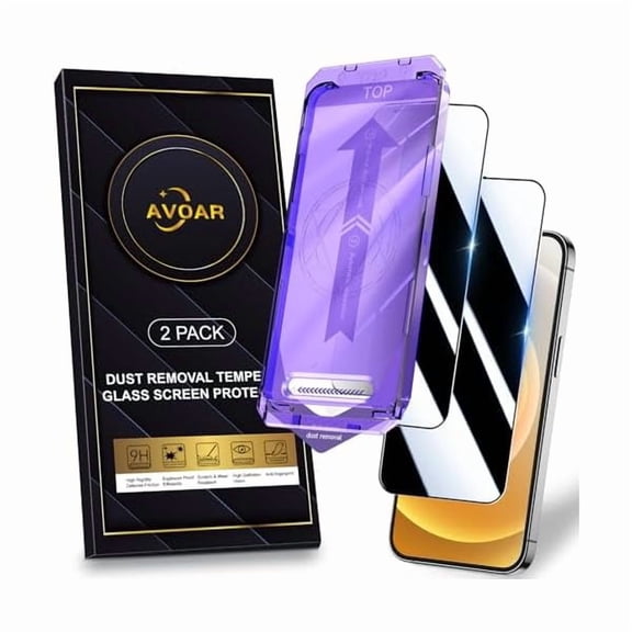 2 Pack for iPhone 12/12 Pro Privacy Screen Protector, [Automatic Dust Removal] [Drop Protection] 9H Full Screen Tempered Glass for iPhone 12/12 Pro 6.1" Bubble Free, Anti-Spy, Case Friendly