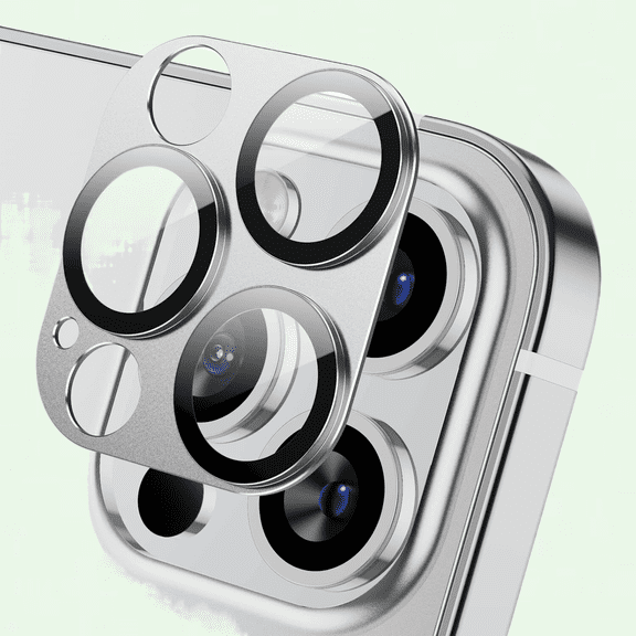[2-Pack] iPhone 12 Pro Max Camera Lens Protector, 3D Aluminum Metal Lens Film, 9H Hardness Tempered Glass Camera Screen Protector, No Bubbles, Strong Adhesive Case - Silver
