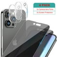 thumbnail image 1 of 2 Pack iPhone 14 Pro Max Privacy Screen Protector 6.1 Inch with 2 Pack Camera Lens Protector, Anti Spy Privacy Tempered Glass 9H Hardness Scratch Resistant Rugged Durable Easy Installation, 1 of 8