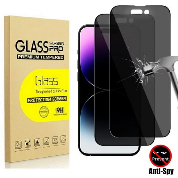 2 Pack iPhone 14 Pro Max Privacy Screen Protector 6.7 Inch, 9H Anti Spy Dark Tempered Glass Screen Protector for iPhone 14 Pro Max, Easy Installation, Bubble Free