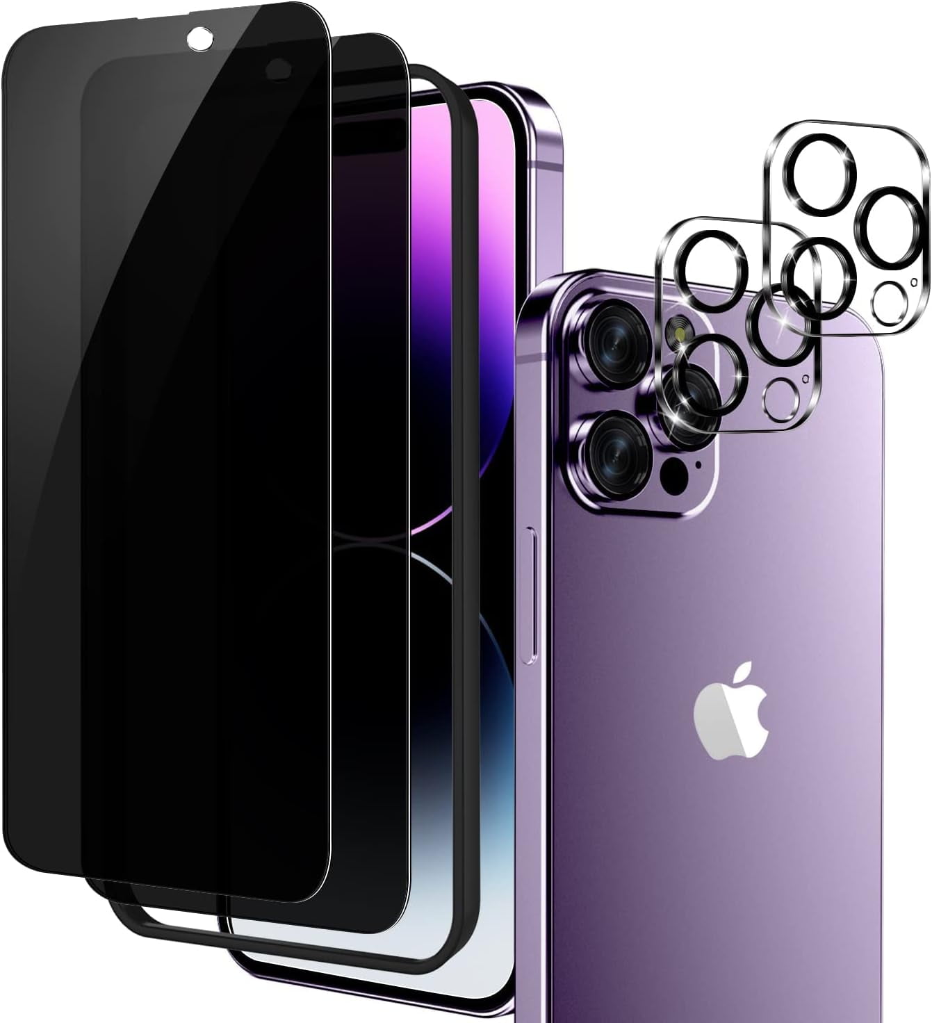 2 Pack iPhone 14 Pro Privacy Screen Protector + 2 Pack iPhone 14 Pro ...