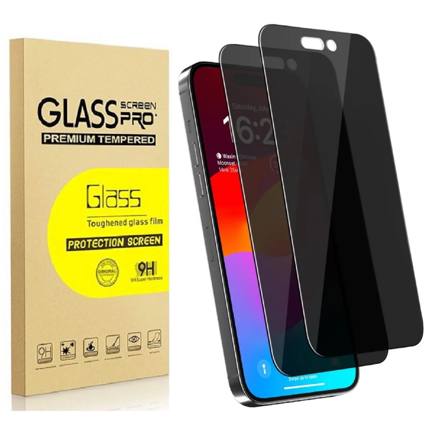 2 Pack iPhone 15 Pro Privacy Screen Protector 6.1 Inch, 9H Anti Spy Dark Tempered  Glass Screen Protector for iPhone 15 Pro, Easy Installation, Bubble Free 