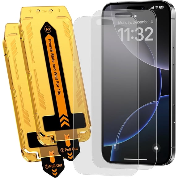 2 Pack for iPhone 16 Pro 6.3-inch Matte Glass Screen Protector, Auto Dust Removal Easy Installation, Anti Glare Anti Fingerprint Tempered Glass Film, Dynamic Island Compatible, Case Friendly