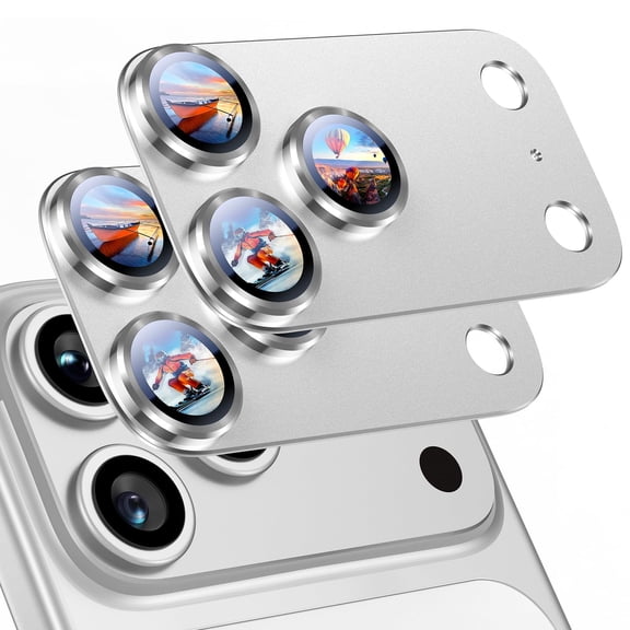 2 Pack for iPhone 17 Pro Camera Lens Protector, Full Coverage, Metal Aluminum Alloy Camera Lens Film, HD Clear, Scratch Resistant, Case-Friendly, Silver