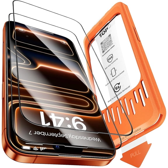 2-Pack for iPhone 17 Pro Max Screen Protector,Military Grade Shatterproof,Bubble-Dust Free Box,9H+ HD Tempered Glass,Scratch & Smudge Resistant for iPhone 17 Pro Max 6.9 inch