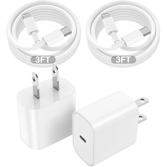 2 Pack iPhone Charger,iphone Fast Charger,iPhone Fast Adapter,USB C to Lightning Charging Cable 3 Feet,20W USB C Wall Charger with Compatible iPhone 14 13 12 11 Pro Max,iPad