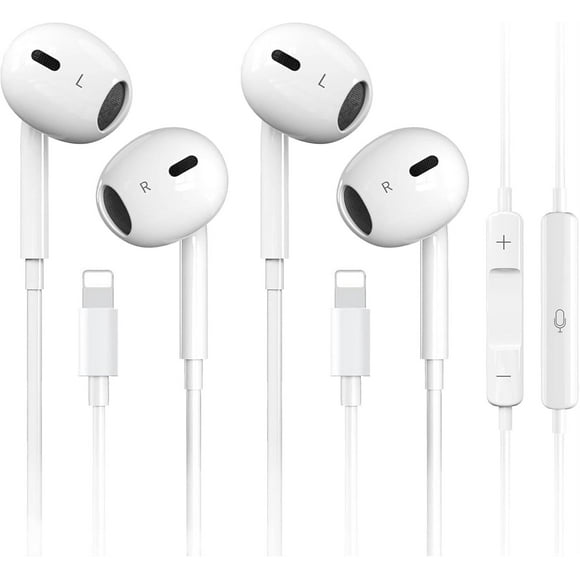 2 Pack for iPhone Headphones Wired Earbuds Earphones Built-in Microphone & Volume Control Nosie Reduction Headsets Compatible with iPhone 14/Pro/Max/Plus/13/12/11/XR/XS/X/8/7/SE, Support All iOS Syste
