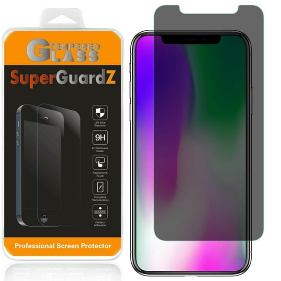 2-Pack iPhone XS SuperGuardZ Tempered Glass Screen Protector Privacy Anti-Spy, Keep Your Screen Secret, 9H Anti-Scratch, Anti-Bubble