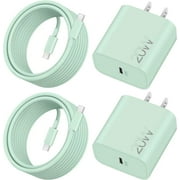 2 Pack for iphone 15/16 wallCharger Fast Charging , 20W USB C Wall Charger Block with 6Ft Type C Cable Compatible for iphone 15/15 Pro/15 Pro Max, Air 5/4 , Samsung Galaxy and Android Phone，green