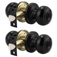 thumbnail image 1 of (2 Pack) knobelite Black Round Entry Door Knobs Keyed Alike, Exterior/Interior Door Handles Bedroom Bathroom/Front/Offic Doors, Door Lock with Locks and 3 Combo Keys Lock Security, 1 of 6