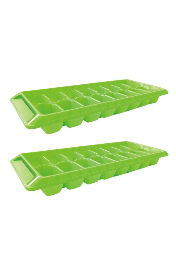 2 Pack 16 Cavity Mini Ice Cube Tray for Freezer - Easy Release Rectangular Ice Tray - Large Freezer Trays for Iced Coffee, Cocktails,Green - 31.7x12.5cm