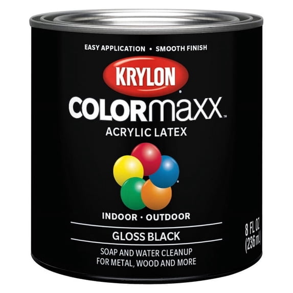2-Pack of 1/2 pt Krylon K05605007 Black COLORmaxx Paint & Primer, Gloss