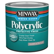 2-Pack of 1/2 pt Minwax 211114444 Clear Polycrylic Water-Based Protective Finish, Ultra Flat