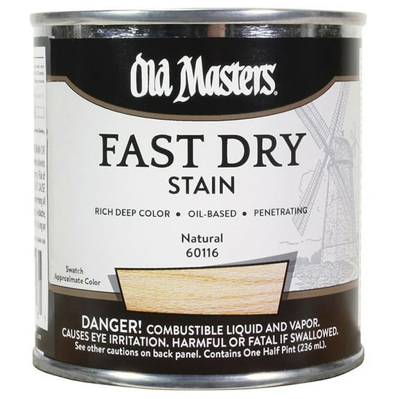 2-Pack of 1/2Pt Old Masters 60116 Natural Fast Dry Stain Oil-Based Wood Stain