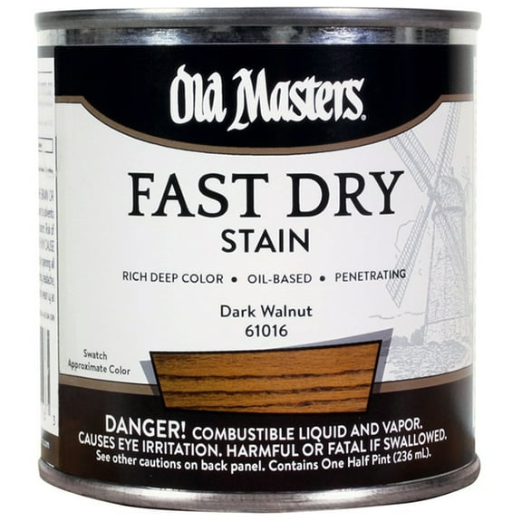 2-Pack of 1/2Pt Old Masters 61016 Dark Walnut Fast Dry Stain Oil-Based Wood Stain