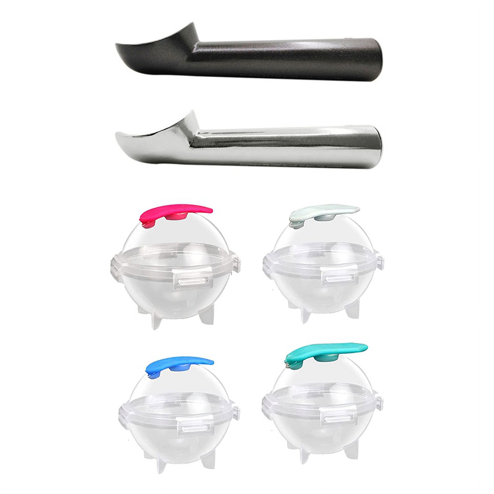 2 Pack of 1.5 Oz Aluminum Ice Cream Spoon & 4Pcs Ice Square Trays Ice