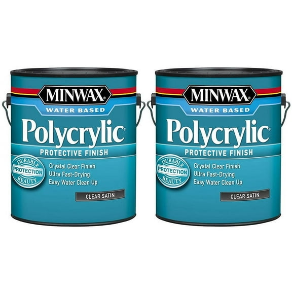 2 Pack of 1 gal Minwax 13333 Clear Polycrylic Water-Based Protective Finish Satin
