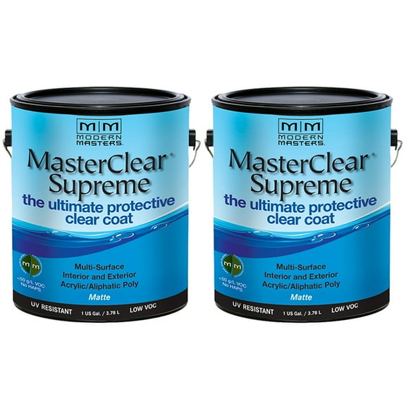 2 Pack of 1 gal Modern Masters MCS901 Clear MasterClear Supreme Protective Clear Coat, Matte