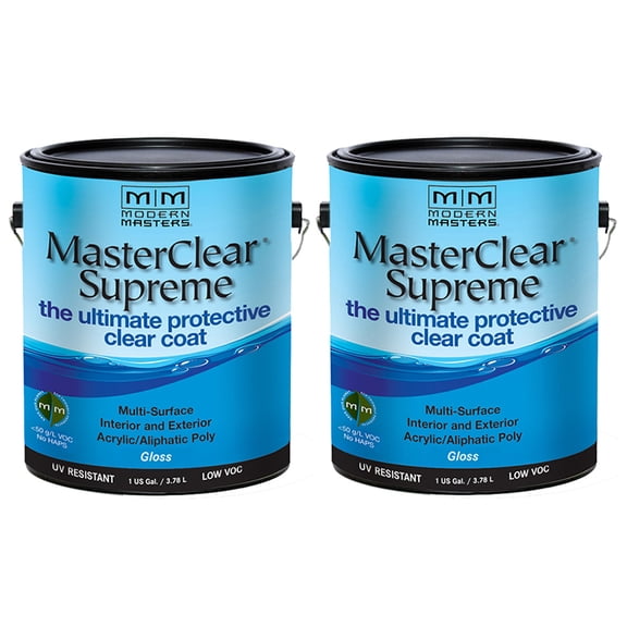 2 Pack of 1 gal Modern Masters MCS904 Clear MasterClear Supreme Protective Clear Coat, Gloss