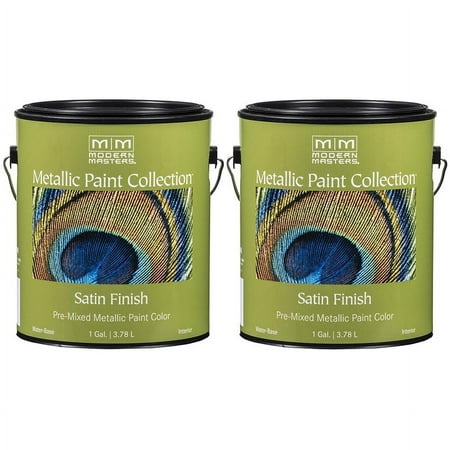 2 Pack of 1 gal Modern Masters ME150 Silver Metallic Paint Collection Water-Based Decorative Metallic Paint