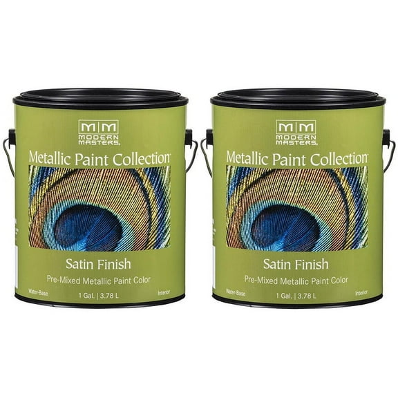 2 Pack of 1 gal Modern Masters ME700 Black Pearl Metallic Paint Collection Water-Based Decorative Metallic Paint