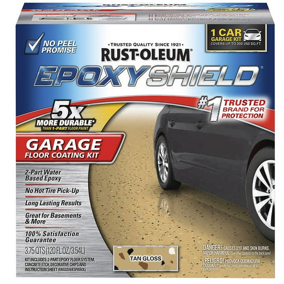 2‐Pack of 1 gal Rust‐Oleum 251966 Tan EpoxyShield Water‐Based Garage Floor Coating Kit