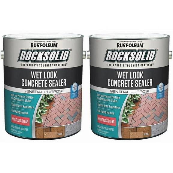 2-Pack of 1 gal Rust-Oleum 317927 Clear RockSolid Wet Look Concrete Sealer