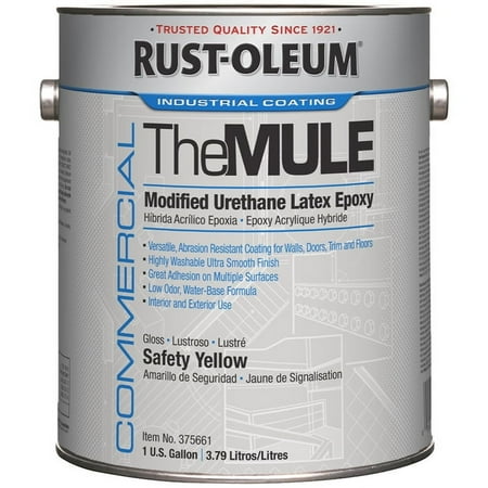 2-Pack of 1 gal Rust-Oleum 375661 Safety Yellow MULE Modified Urethane Latex Epoxy, Gloss