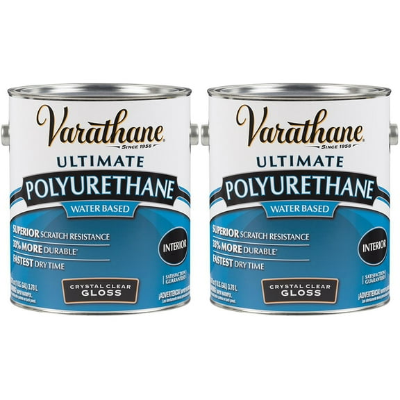 2-Pack of 1 gal Rust-Oleum Brands 200031 Crystal Clear Varathane, Diamond Water-Based Interior Polyurethane, Gloss
