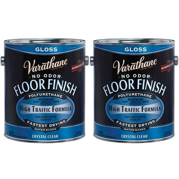 2-Pack of 1 gal Rust-Oleum Brands 230031 Clear Varathane, Diamond Water-Based Interior Floor Polyurethane, Gloss