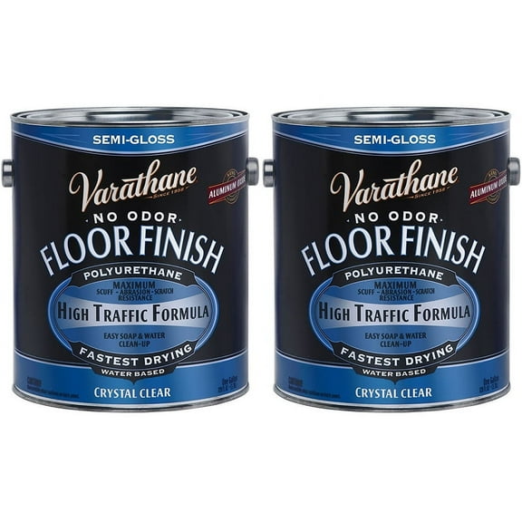 2-Pack of 1 gal Rust-Oleum Brands 230131 Clear Varathane, Diamond Water-Based Interior Floor Polyurethane, Semi-Gloss