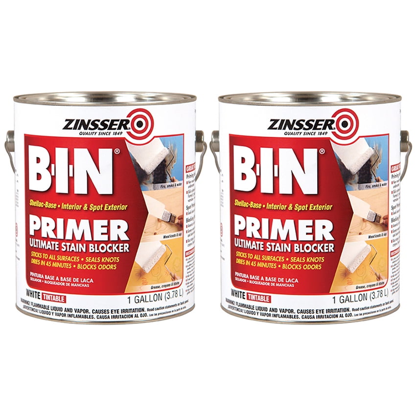 2 Pack of 1 gal Zinsser 00901 White Zinsser, B-I-N Shellac Base Interior/Exterior Primer/Sealer