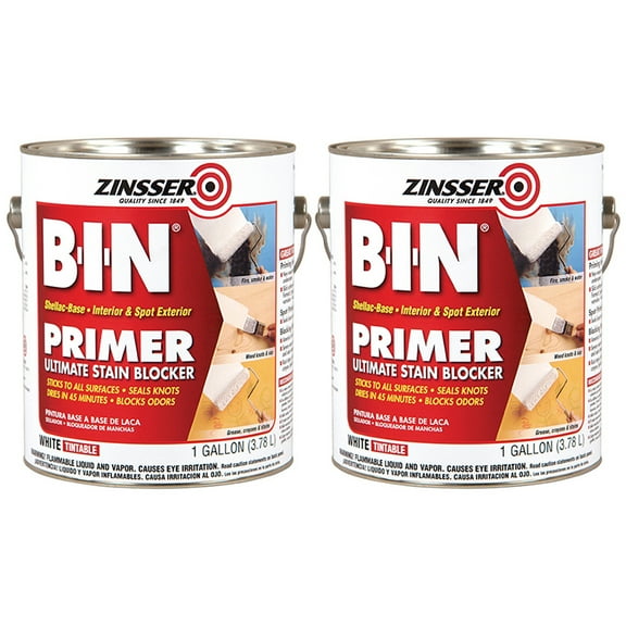 2 Pack of 1 gal Zinsser 00901 White Zinsser, B-I-N Shellac Base Interior/Exterior Primer/Sealer