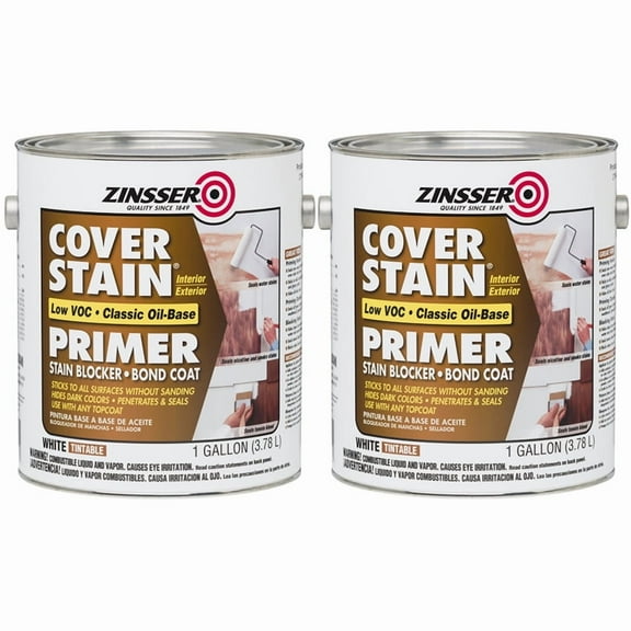 2 Pack of 1 gal Zinsser 271448 White Zinsser, Cover-Stain Oil-Based Stain Blocker (SCAQMD)
