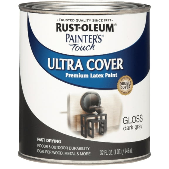 2-Pack of 1 qt Rust-Oleum 1986502 Dark Gray Painter’s Touch 2X Ultra Cover Premium Latex Paint