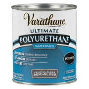 2-Pack of 1 qt Rust-Oleum 200141H Crystal Clear Varathane Water-Based Interior Polyurethane, Semi-Gloss
