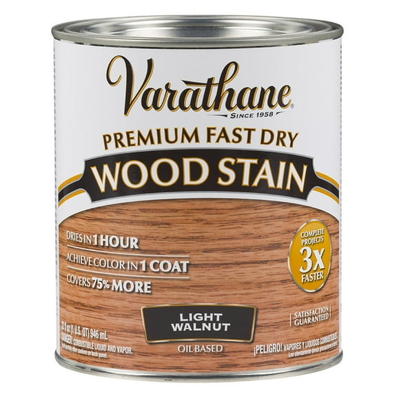 2-Pack of 1 qt Rust-Oleum 262015 Light Walnut Varathane Premium Fast Dry Wood Stain